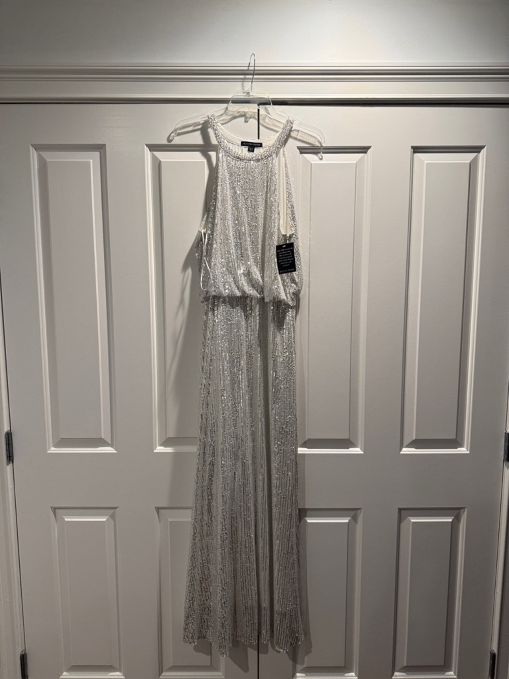 Boston Proper White Sequin Halter Top